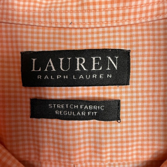 LAUREN Ralph Lauren Men's Peach Gingham Stretch Fabric Button Down Shirt 2XL - Picture 3 of 10